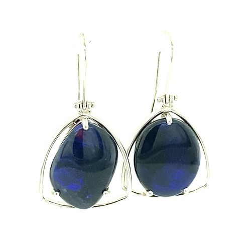Blue on black silver earrings