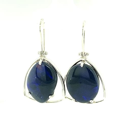 Blue on black silver earrings
