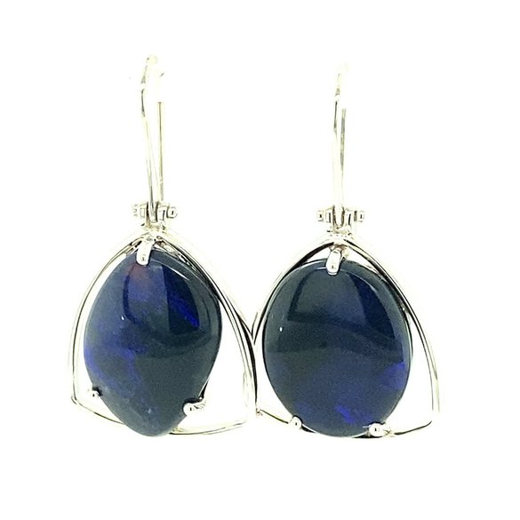 Blue on black silver earrings