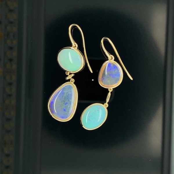 double hanging gold earrings