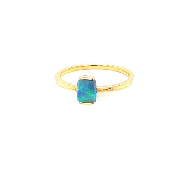 Rectangle green opal ring