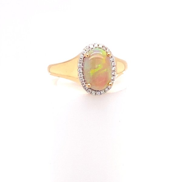 Crystal opal and diamond ring