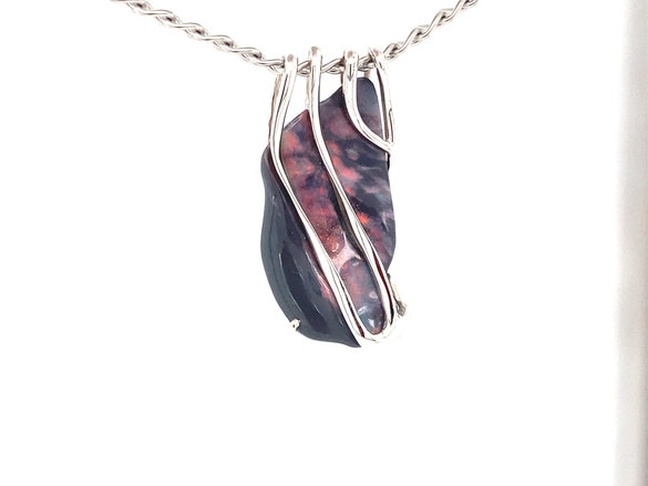 Red-on-black opal pendant
