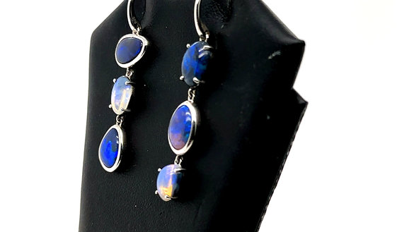 Multi Blue opal silver earrings