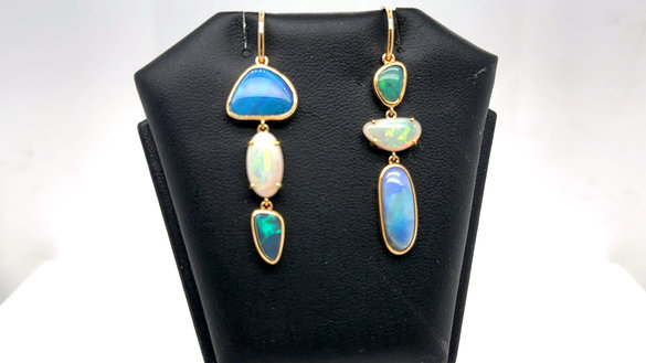 Multi opal 18k gold earrings