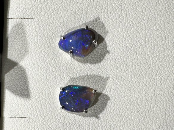Black opal silver studs